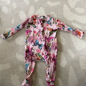 Watercolor butterfly Posh Peanut Pink Floral Butterfly Footie - NB